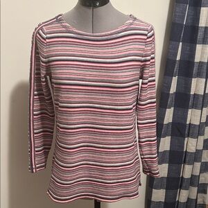 Talbots Multicolor Striped Long Sleeve Top